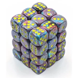 Chessex Signature 12mm d6 with pips Dice Blocks (36 Dice) - Festive Mosaic/yellow-27850