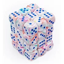 Chessex Signature 12mm d6 with pips Dice Blocks (36 Dice) - Festive Pop Art /blue-27944
