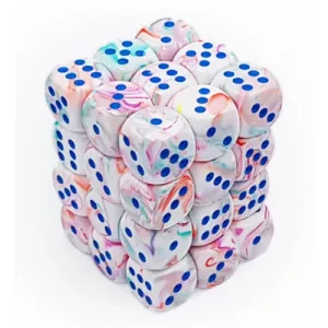 Chessex Signature 12mm d6 with pips Dice Blocks (36 Dice) - Festive Pop Art /blue-27944