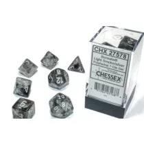 Chessex Borealis Polyhedral Light Smoke/silver Luminary 7-Die Set-27578