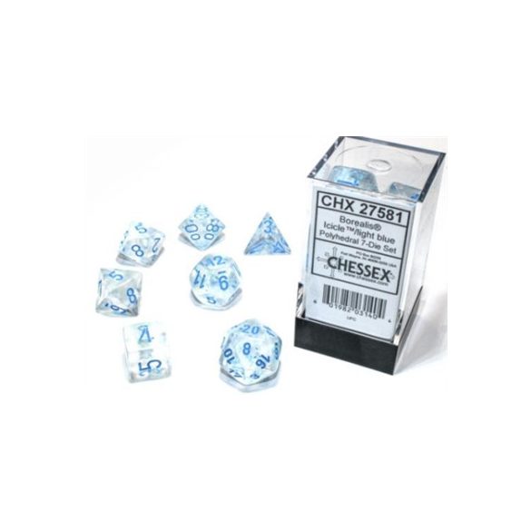 Chessex Borealis Polyhedral Icicle/light blue Luminary 7-Die Set-27581