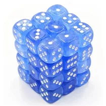 Chessex Borealis 12mm d6 Sky Blue/white Luminary Dice Block (36 dice)-27986