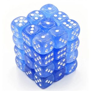 Chessex Borealis 12mm d6 Sky Blue/white Luminary Dice Block (36 dice)-27986