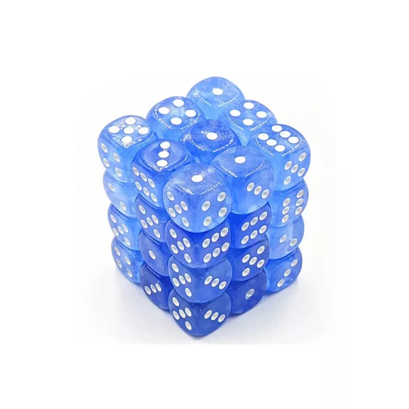 Chessex Borealis 12mm d6 Sky Blue/white Luminary Dice Block (36 dice)-27986