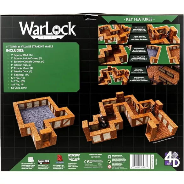 WarLock Tiles: Expansion Pack - 1 in. Town & Village Straight Walls
