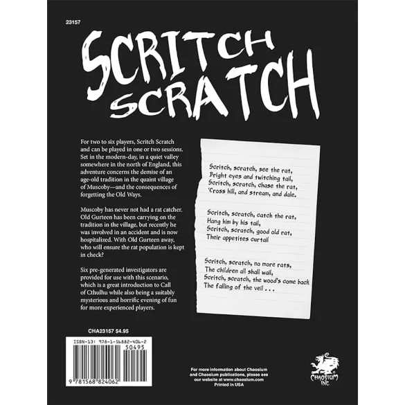 Call of Cthulhu RPG - Scritch Scratch kalandmodul - angol kiadás