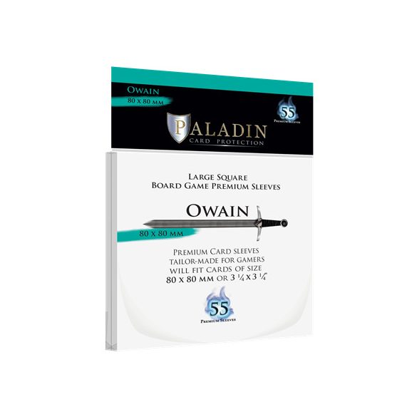 Paladin Sleeves - Owain Premium Large Square 80x80mm (55 Sleeves)-OWA-CLR