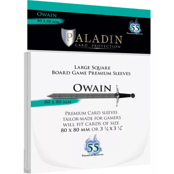 Paladin Sleeves - Owain Premium Large Square 80x80mm (55 Sleeves)-OWA-CLR