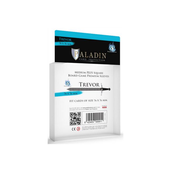 Paladin Sleeves - Trevor Premium Medium+ Square 76x76mm (55 Sleeves)-TRE-CLR