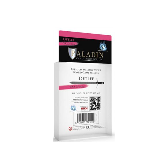 Paladin Sleeves - Detlef Premium Medium Wider 55x75mm (55 Sleeves)-DET-CLR