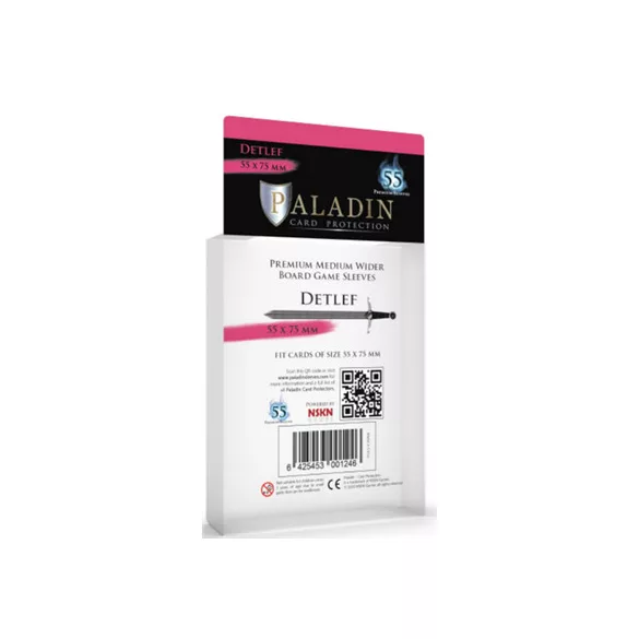 Paladin Sleeves - Detlef Premium Medium Wider 55x75mm (55 Sleeves)-DET-CLR