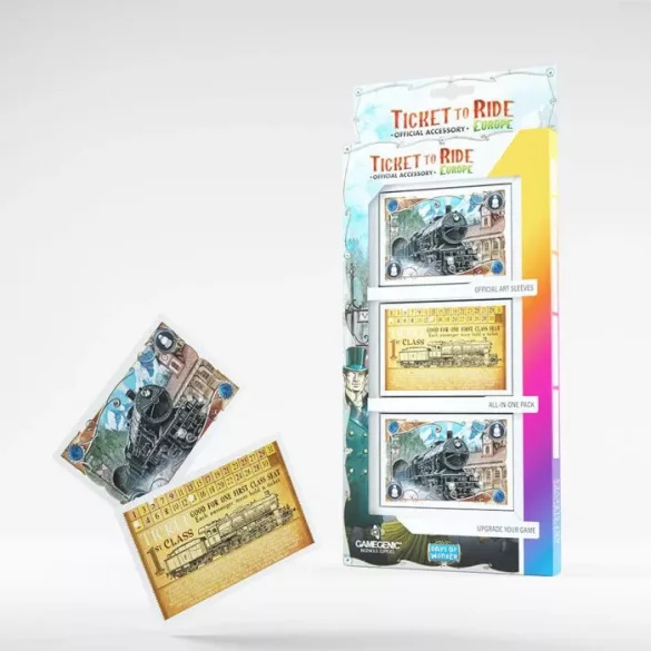 Gamegenic – Ticket to Ride Europe Art Sleeves, 168 db kártyavédő