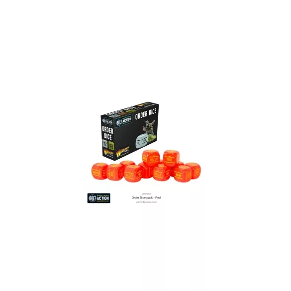 Bolt Action Orders Dice - Red (12) - 12 darab piros order dice