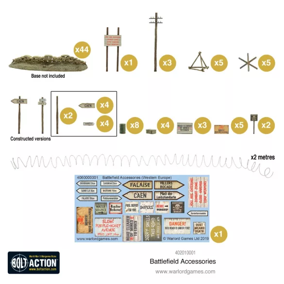 Bolt Action Scenery Battlefield Accessories terepkiegészítő készlet - angol kiadás