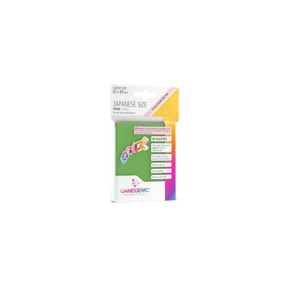 Gamegenic - PRIME Japanese Sized Sleeves Green (60 Sleeves)-GGS10120ML