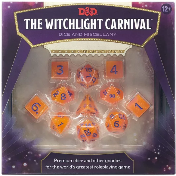 D&D Witchlight Carnival Dice Set szerepjátékos kockaszett térképpel és kártyákkal