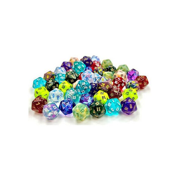 Chessex Bag of 50 Assorted loose Mini-Polyhedral d20s-LE917