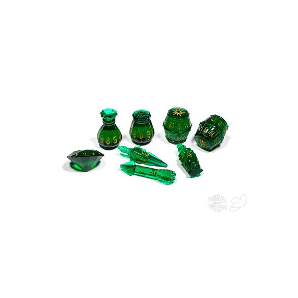 PolyHero Rogue 8 Dice Set Emerald Emissary-PHD2321
