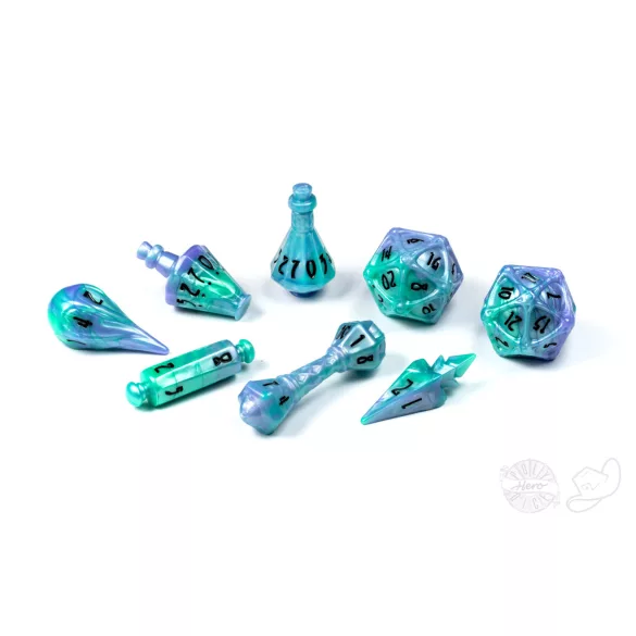 PolyHero Wizard 8 Dice Set Aether Mist-PHD2327