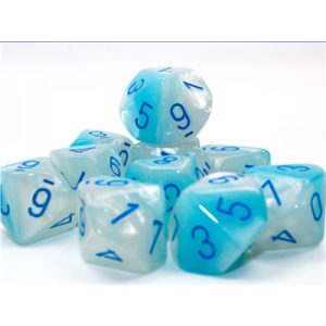 Gemini Pearl Turquoise-White/blue Luminary Set of 10 d10s-26265