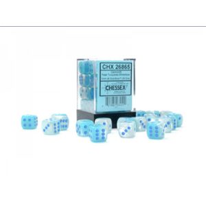 Gemini 12mm d6 Pearl Turquoise-White/blue Luminary Dice Block (36 dice)-26865
