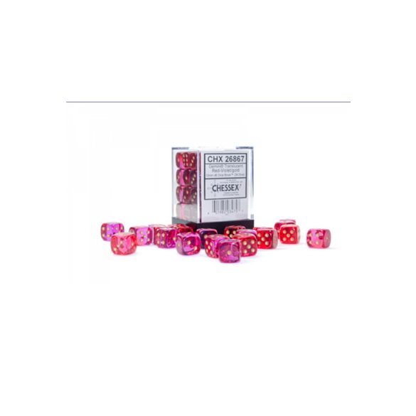 Gemini 12mm d6 Translucent Red-Violet/gold Dice Block (36 dice)-26867