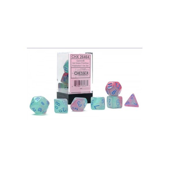Gemini Polyhedral Gel Green-Pink/blue Luminary 7-Die Set-26464