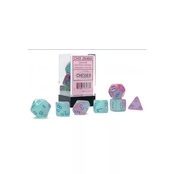 Gemini Polyhedral Gel Green-Pink/blue Luminary 7-Die Set-26464