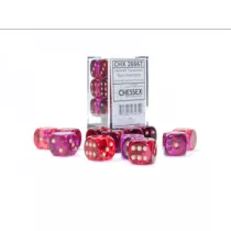 Gemini 16mm d6 Translucent Red-Violet/gold Dice Block (12 dice)-26667