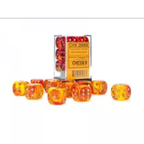 Gemini 16mm d6 Translucent Red-Yellow/gold Dice Block (12 dice)-26668