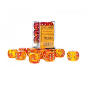 Gemini 16mm d6 Translucent Red-Yellow/gold Dice Block (12 dice)-26668