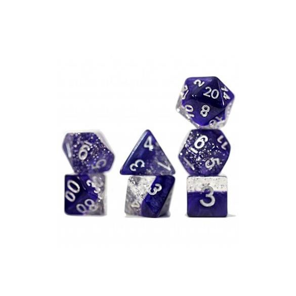 Halfsies Dice - Glitter Edition - Purple (7 Dice Set)-GKGHG50
