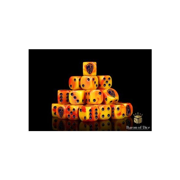 Conquest - Baron of Dice: Hundred Kingdom Faction Dice on Red swirl Dice-PBW8516