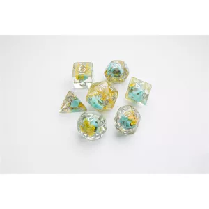 Gamegenic - Embraced Series - Green Skull - RPG Dice Set (7pcs)-GGS50004ML