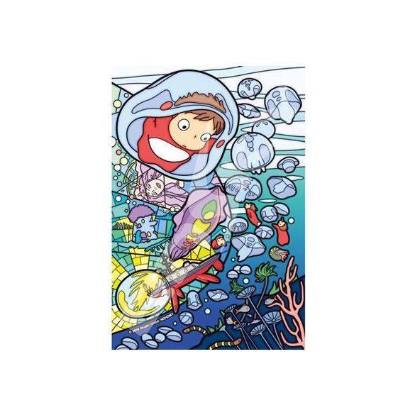 Stained glass Jigsaw Puzzle 126P Ponyo under the sea Ponyo on the Cliff by the sea-ENSKY-19735