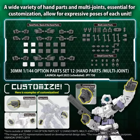 30 Minutes Missions (30MM) - 1/144 Option Parts Set 12: Hand Parts/Multi-Joint-MK65115