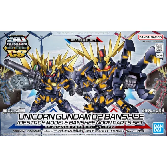 SD Gundam Cross Silhouette Unicorn Gundam 02 Banshee (Destroy Mode) & Banshee Norn Parts Set modellkészlet