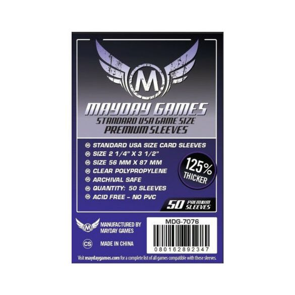 Mayday premium US kártyavédő (sleeve) - 56*87 mm (50 db/csomag)