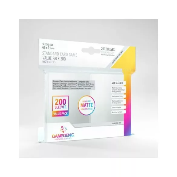 GameGenic Value Pack Standard Matte Sleeves (200 db 64x89 mm-es kártyavédő)