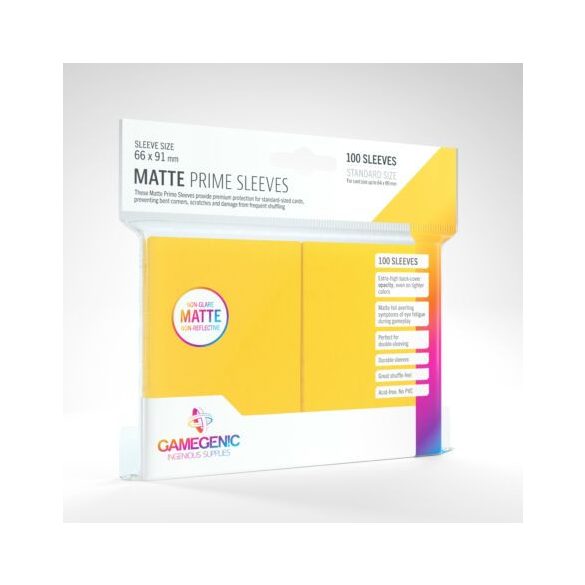 GameGenic Matte Prime Sleeves, sárga - 66x91mm (100 db/csomag)