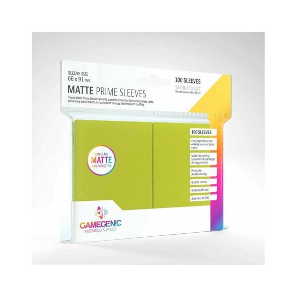 GameGenic Matte Prime Sleeves, lime - 66x91mm (100 db/csomag)