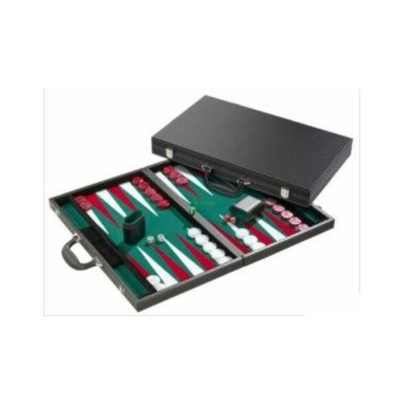 Backgammon, 46 cm-es, fekete műbőr koffer 605513