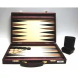 Backgammon sötétbarna fa fogantyúval, intarziás, 38x26 cm-es - 601163 