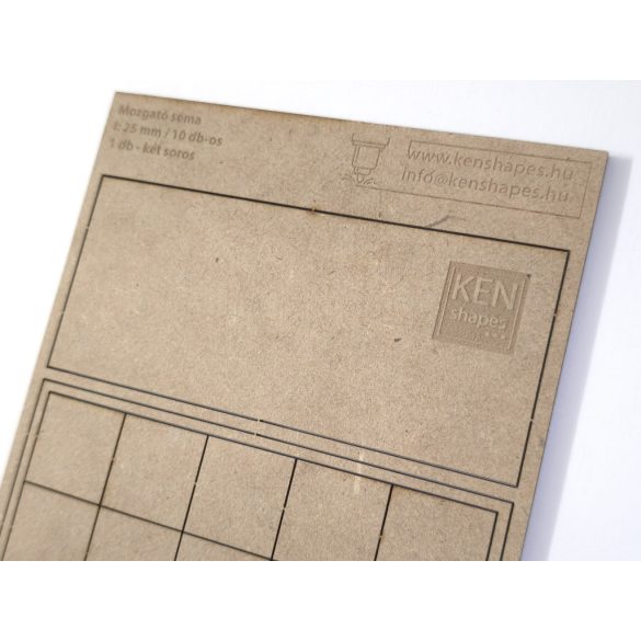 MDF Mozgató séma - Négyzet 10x I25 - 1 db kétsoros forma