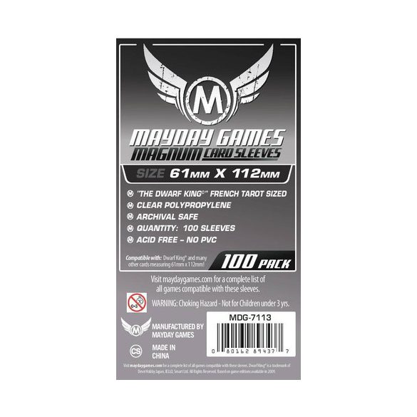 Kártyavédő tok - (100 db) - 61 mm x 112 mm - Mayday Games MDG-7113
