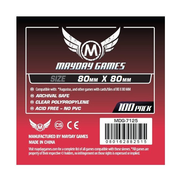 Kártyavédő tok - (100 db) - 80 mm x 80 mm - Mayday Games MDG-7145