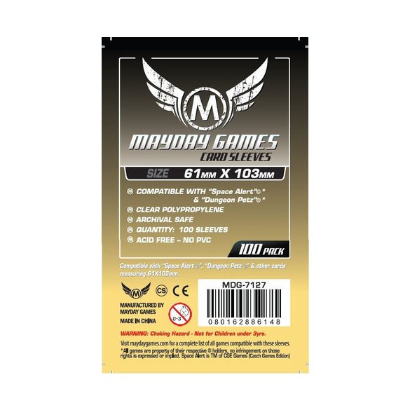 Kártyavédő tok - (100 db) - 61 mm x 103 mm - Mayday Games MDG-7127