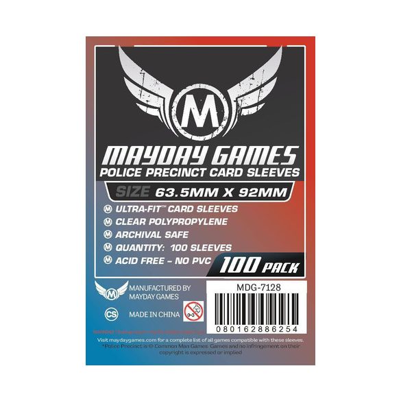 Kártyavédő tok - (100 db) - 63,5 x 92 mm - Mayday Games MDG-7128