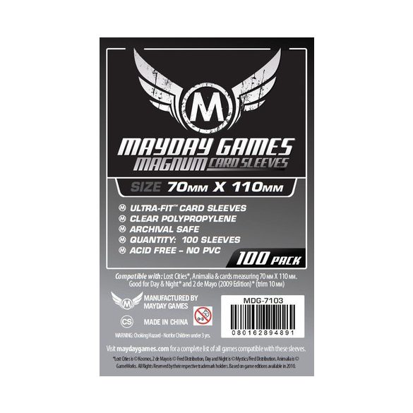 Kártyavédő tok - (100 db) - 70 x 110 mm - Mayday Games MDG-7144