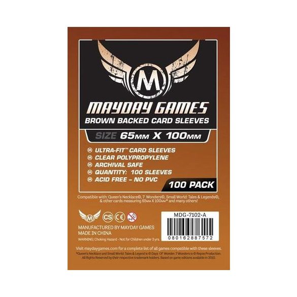 Kártyavédő tok - (100 db) - 65 mm x 100 mm - Mayday Games MDG-7102